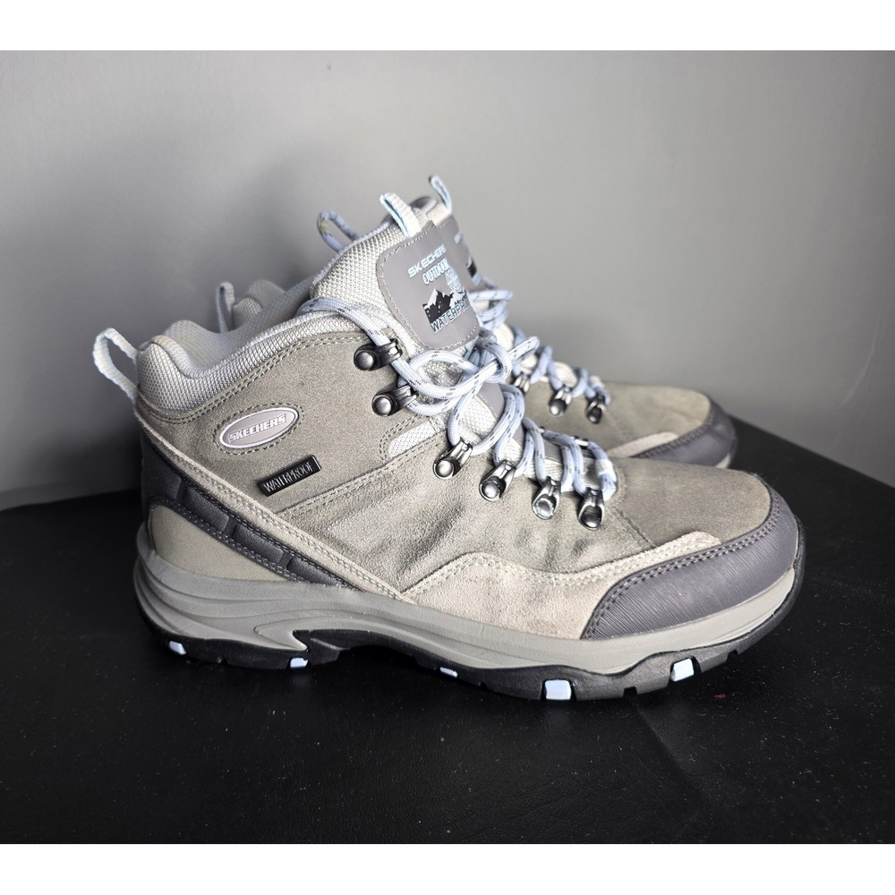 Skechers Outdoor Waterproof Hiking Boots Grey Relaxed Fit 158258 Womens 9